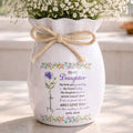 Personalized Ribbon Tie Flower Vase Custom Gift for Daughter Ribbon Tie Ceramic Flower Vase GradoCreations