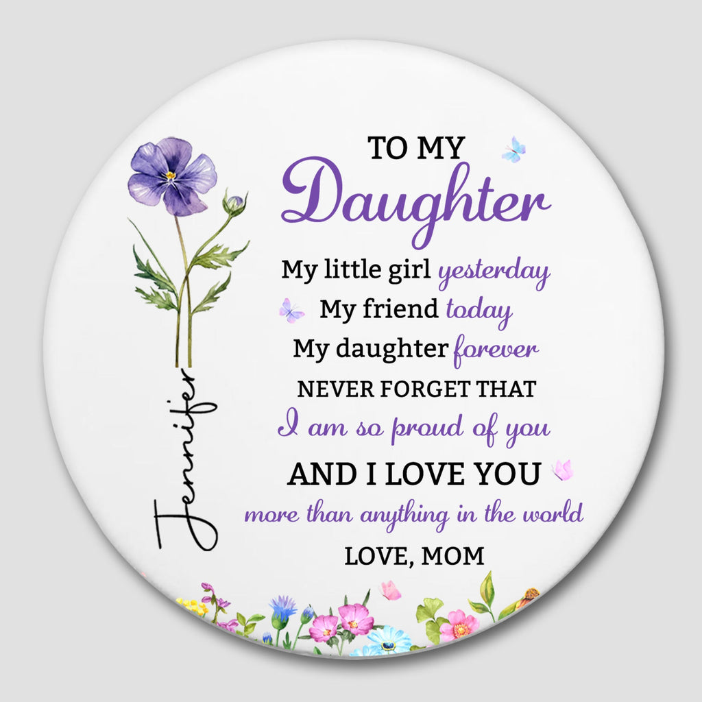 Personalized Birth Flower Coaster Custom Gift for Daughter Ceramic Coaster GradoCreations