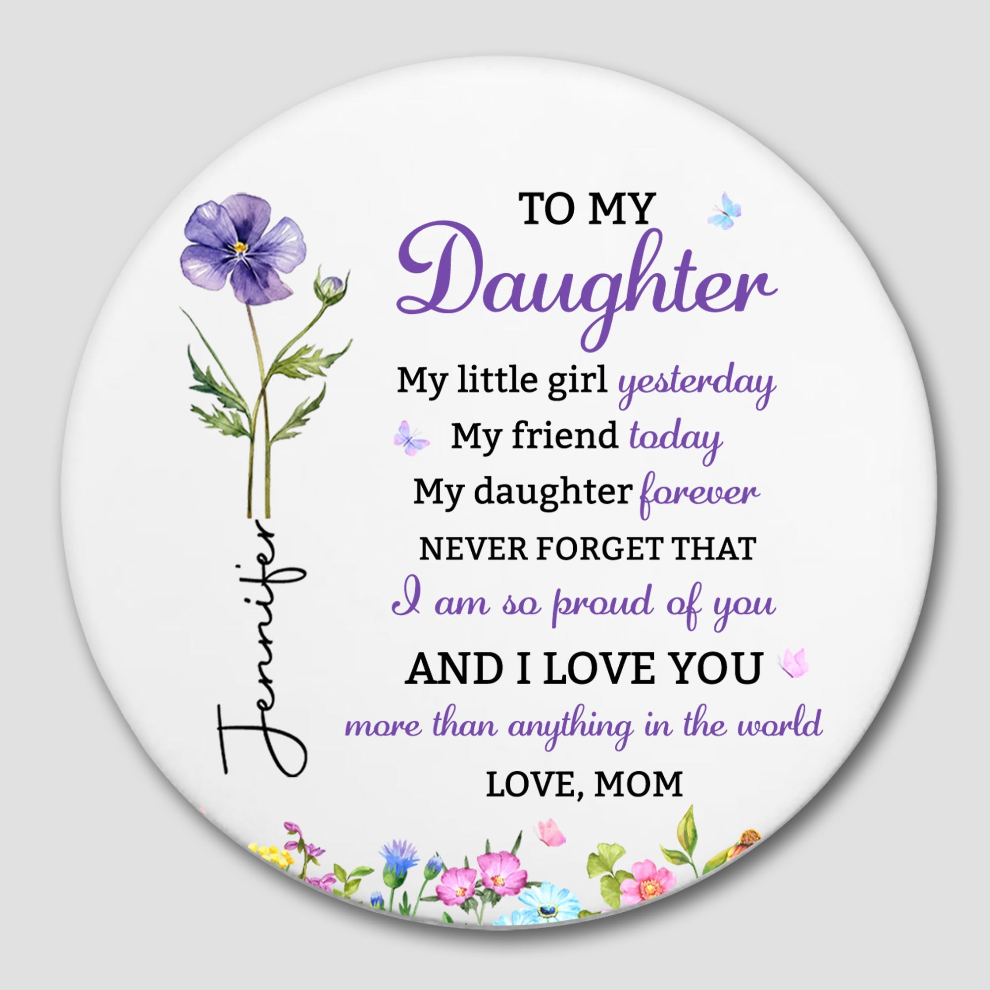 Personalized Birth Flower Coaster Custom Gift for Daughter Ceramic Coaster GradoCreations