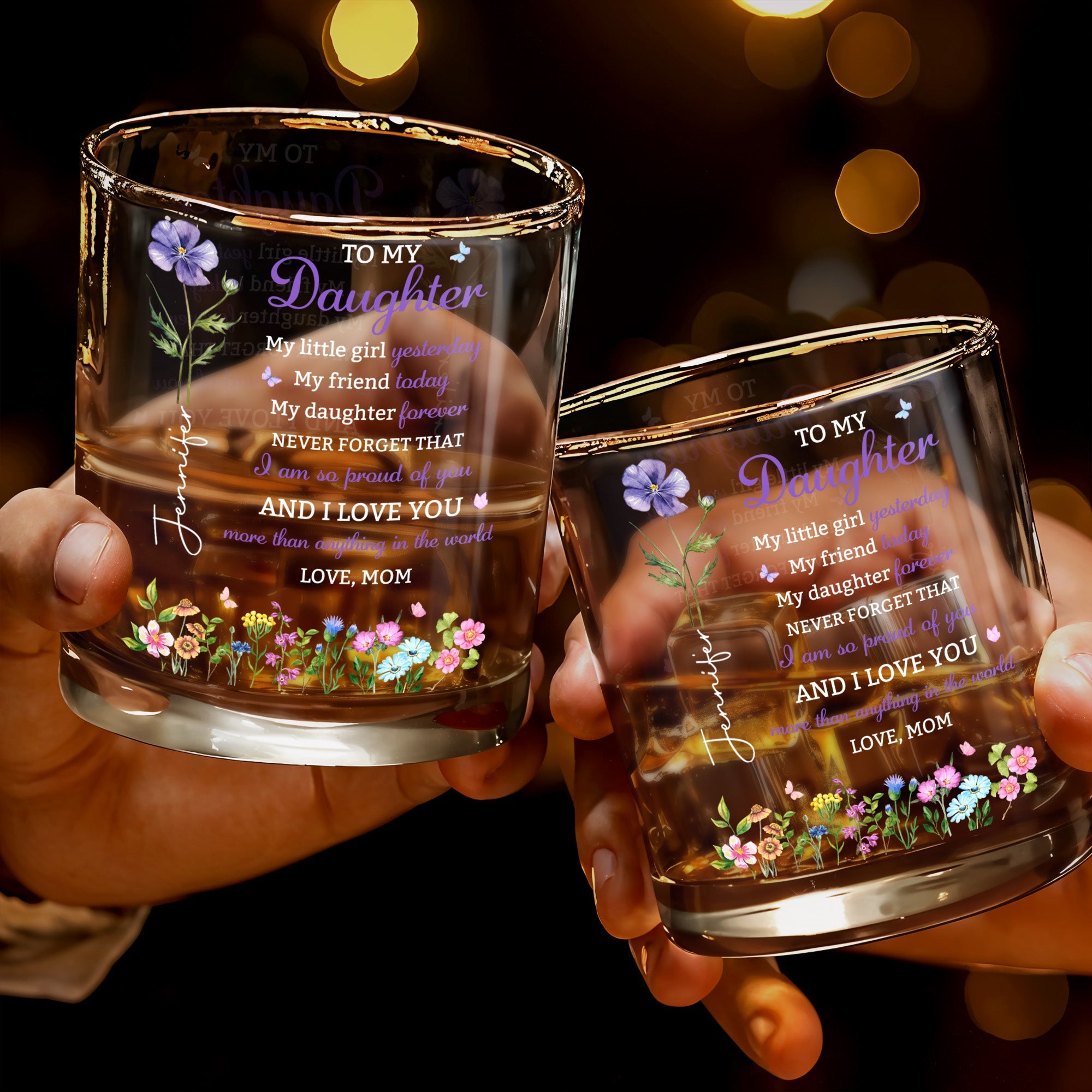 Personalized Custom Whiskey Glass Elegant Gift for Daughter Whiskey Glass GradoCreations