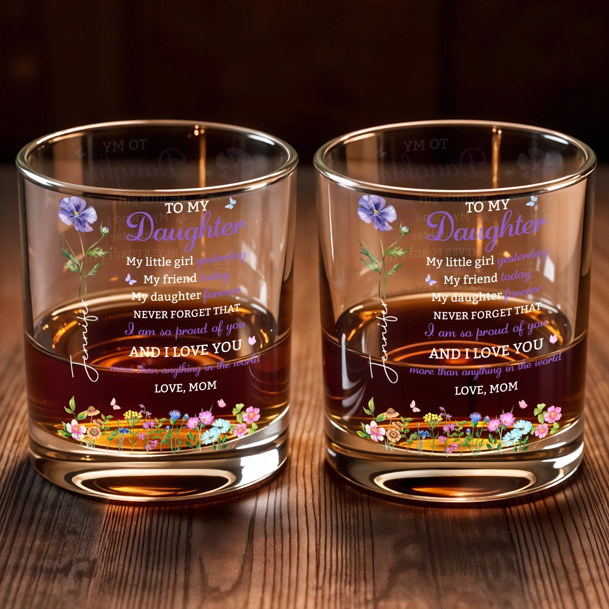 Personalized Custom Whiskey Glass Elegant Gift for Daughter Whiskey Glass GradoCreations
