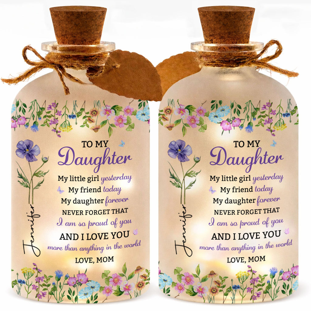 Personalized Birth Month Flower Bottle Light for Daughter Gift Short Bottle Light GradoCreations