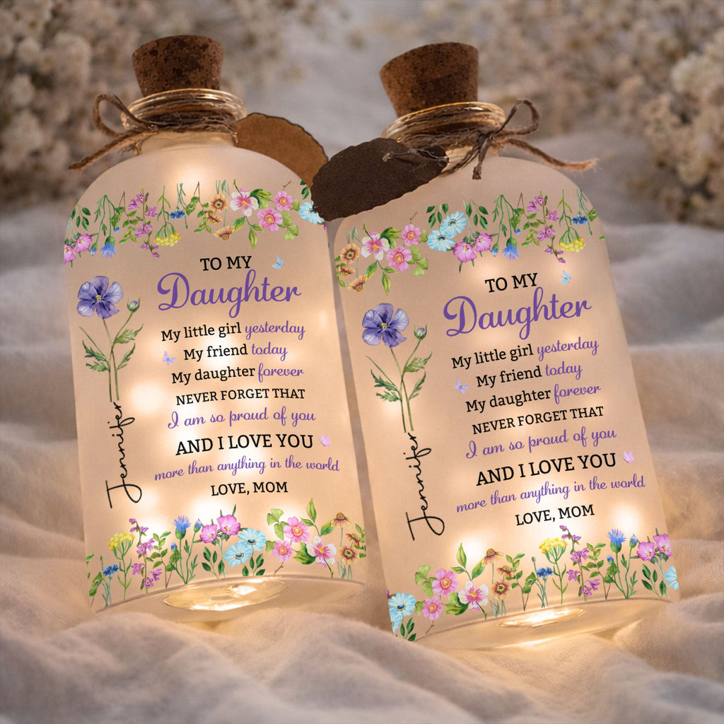 Personalized Birth Month Flower Bottle Light for Daughter Gift Short Bottle Light GradoCreations