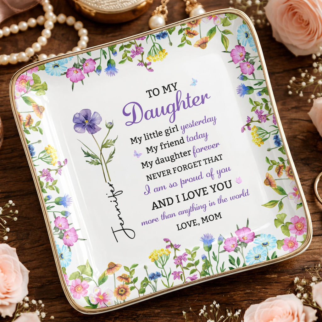 Personalized Floral Jewelry Dish Custom Name Gift for Daughter Jewelry Dish GradoCreations