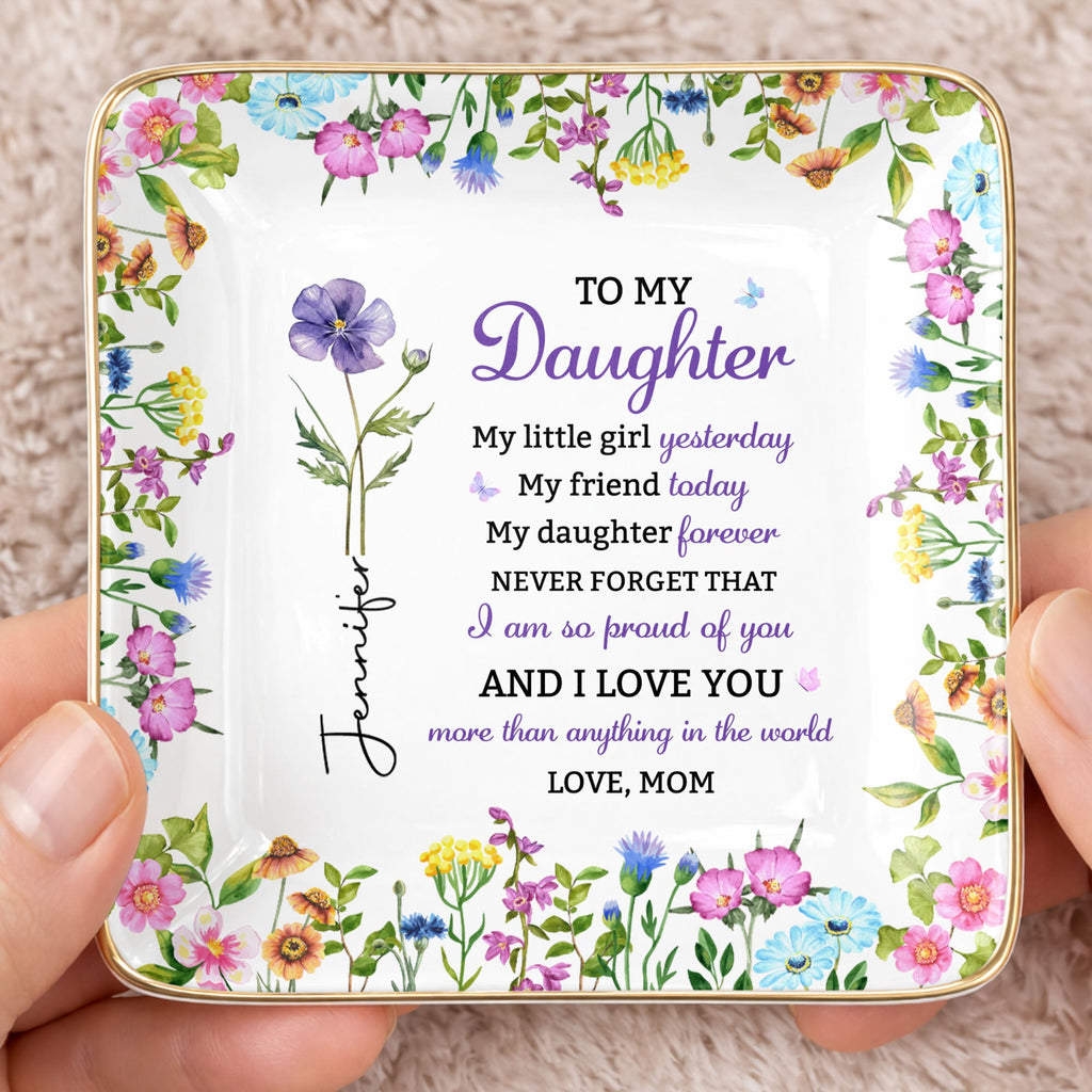 Personalized Floral Jewelry Dish Custom Name Gift for Daughter Jewelry Dish GradoCreations
