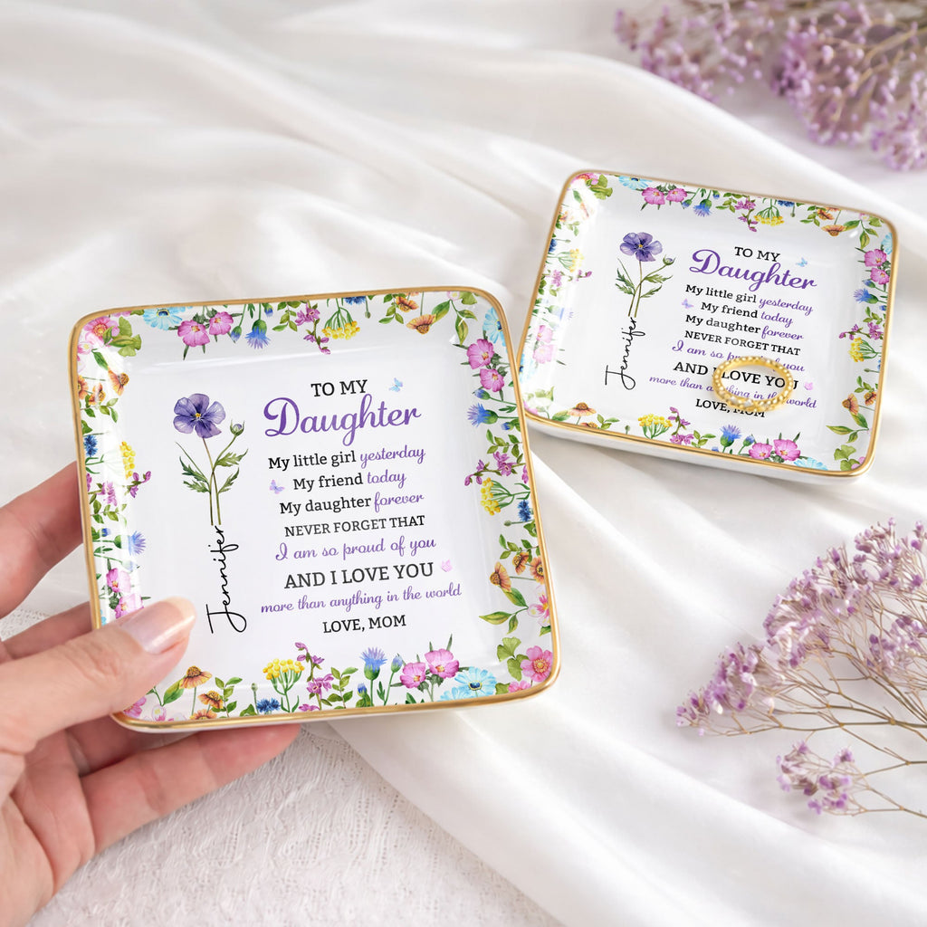 Personalized Floral Jewelry Dish Custom Name Gift for Daughter Jewelry Dish GradoCreations