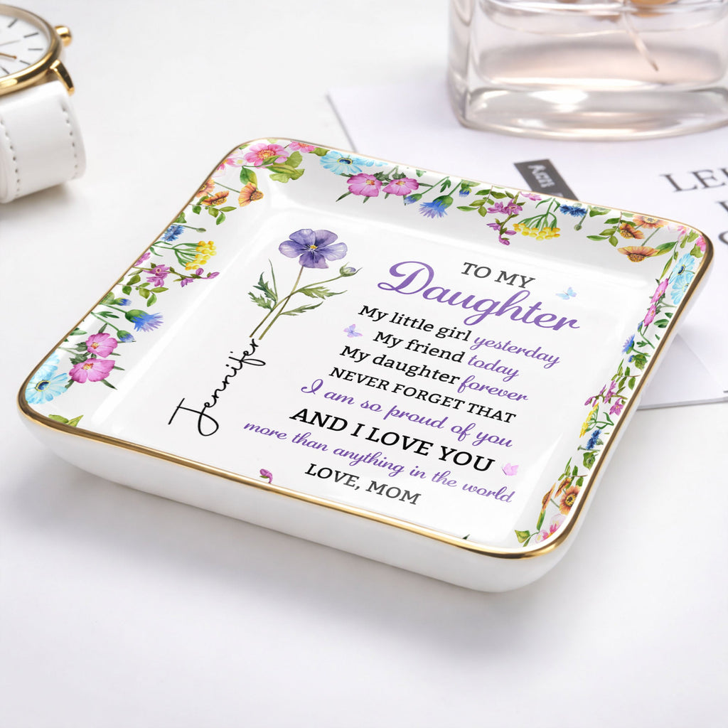 Personalized Floral Jewelry Dish Custom Name Gift for Daughter Jewelry Dish GradoCreations