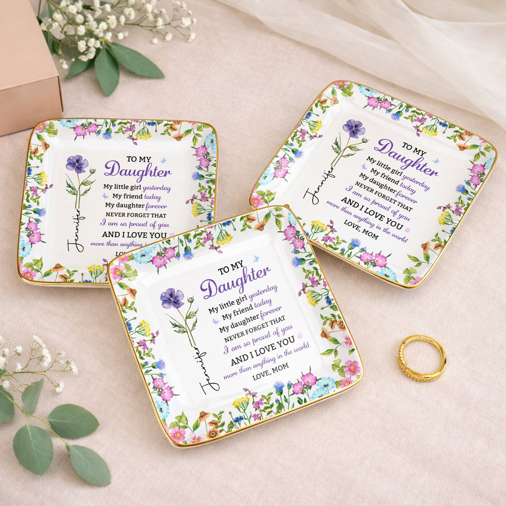 Personalized Floral Jewelry Dish Custom Name Gift for Daughter Jewelry Dish GradoCreations