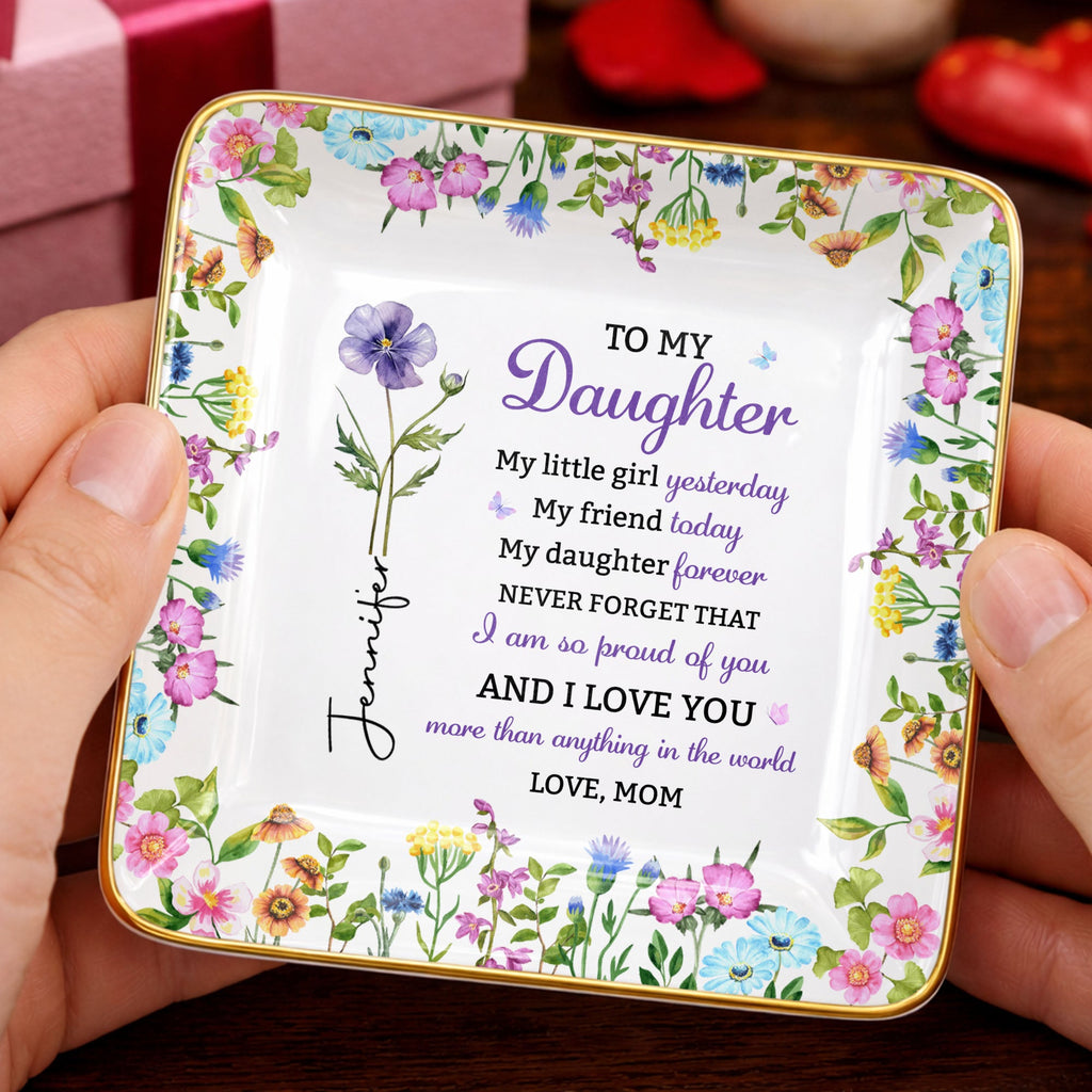 Personalized Floral Jewelry Dish Custom Name Gift for Daughter Jewelry Dish GradoCreations
