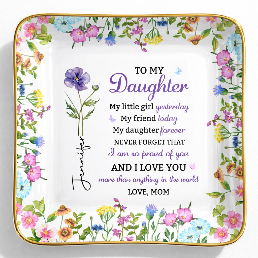 Personalized Floral Jewelry Dish Custom Name Gift for Daughter Jewelry Dish GradoCreations