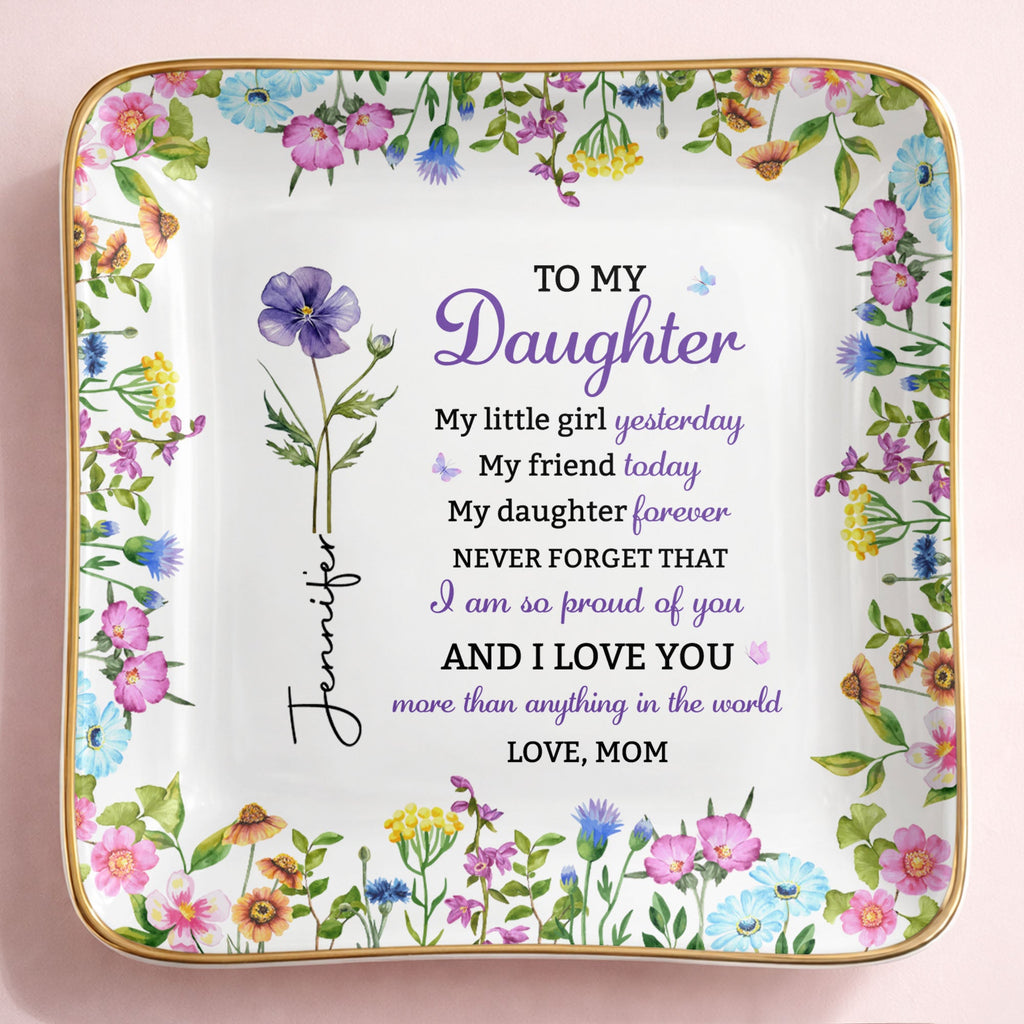 Personalized Floral Jewelry Dish Custom Name Gift for Daughter Jewelry Dish GradoCreations