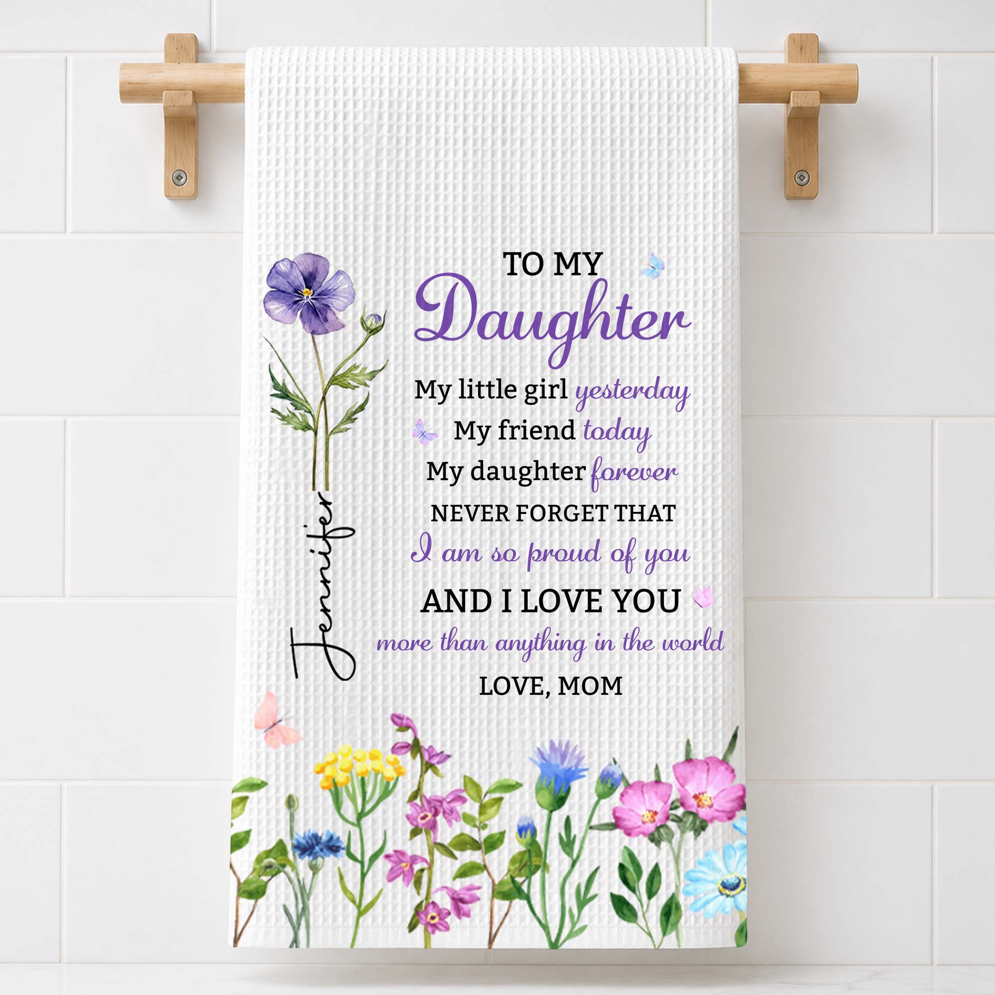 Personalized Kitchen Towel Custom Name Gift for Daughter