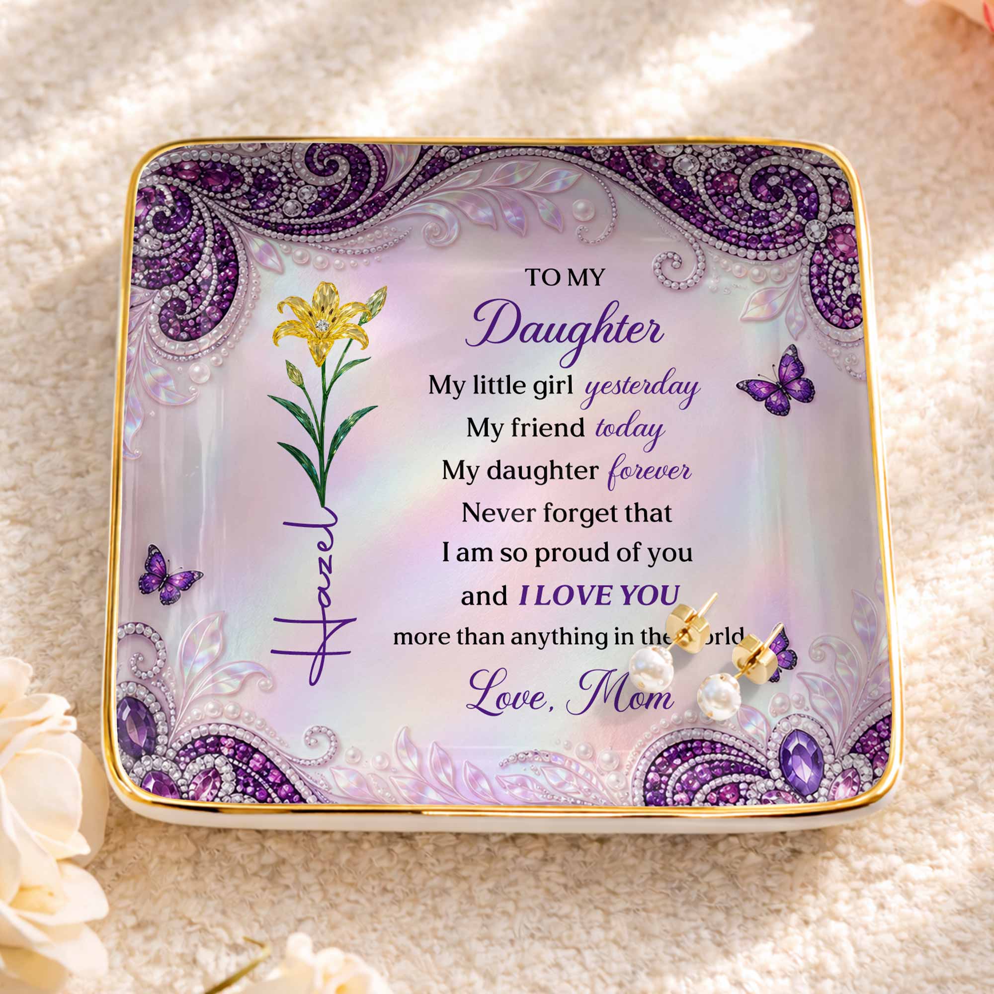 Personalized Ceramic Jewelry Dish for Daughter - Gift for Any Occasion Jewelry Dish GradoCreations