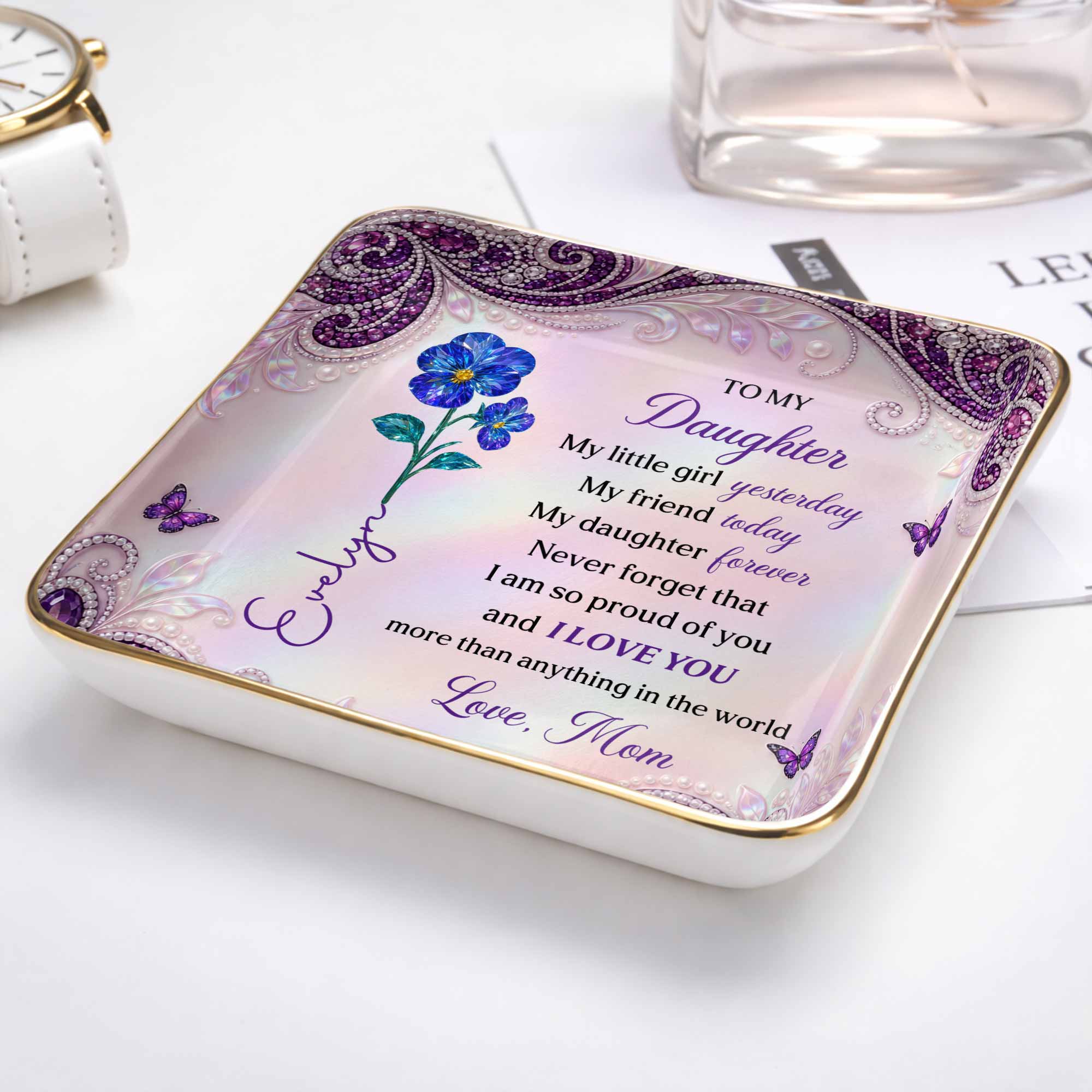 Personalized Ceramic Jewelry Dish for Daughter - Gift for Any Occasion Jewelry Dish GradoCreations