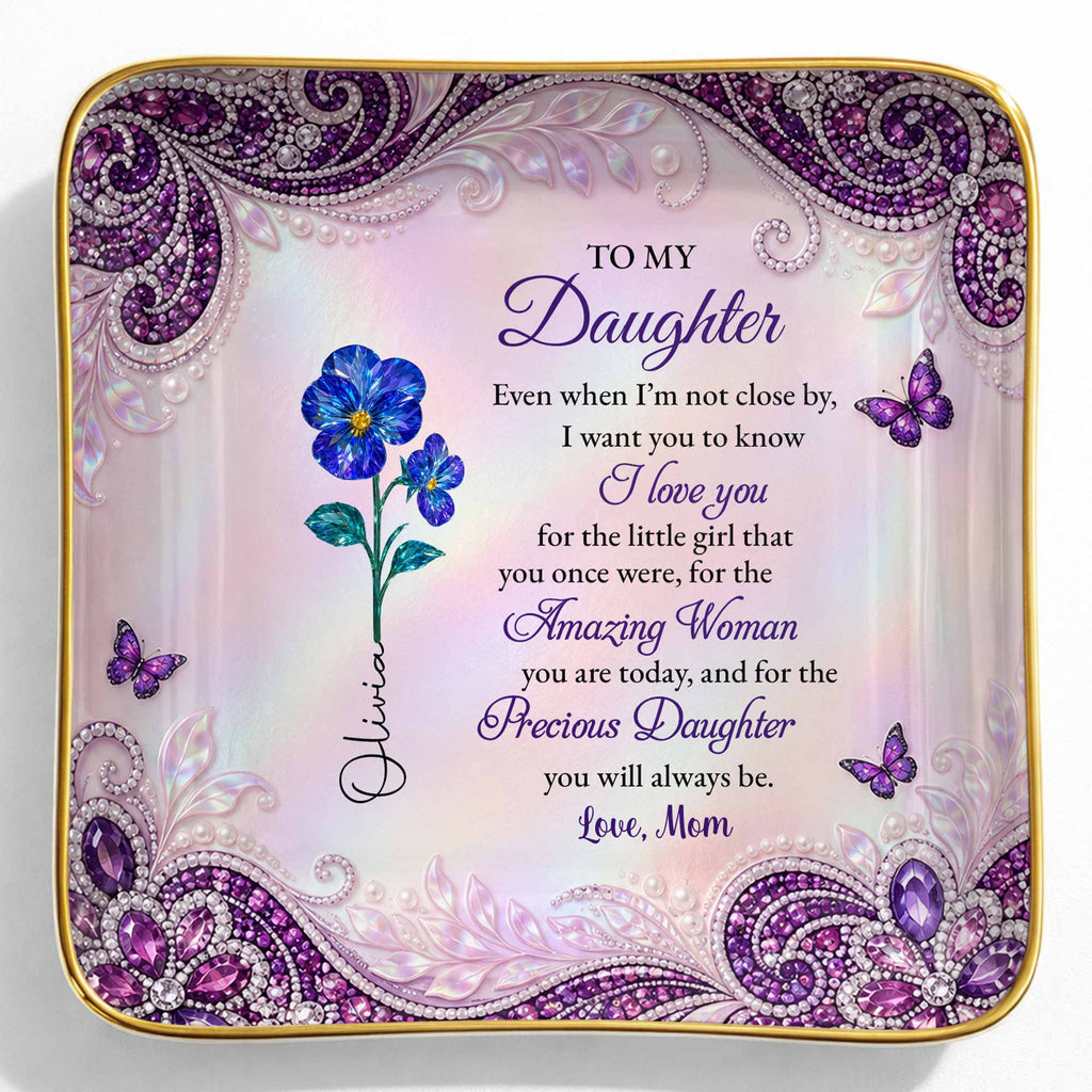 Personalized Jewelry Dish Custom Birth Month Flowers for Daughter Jewelry Dish GradoCreations