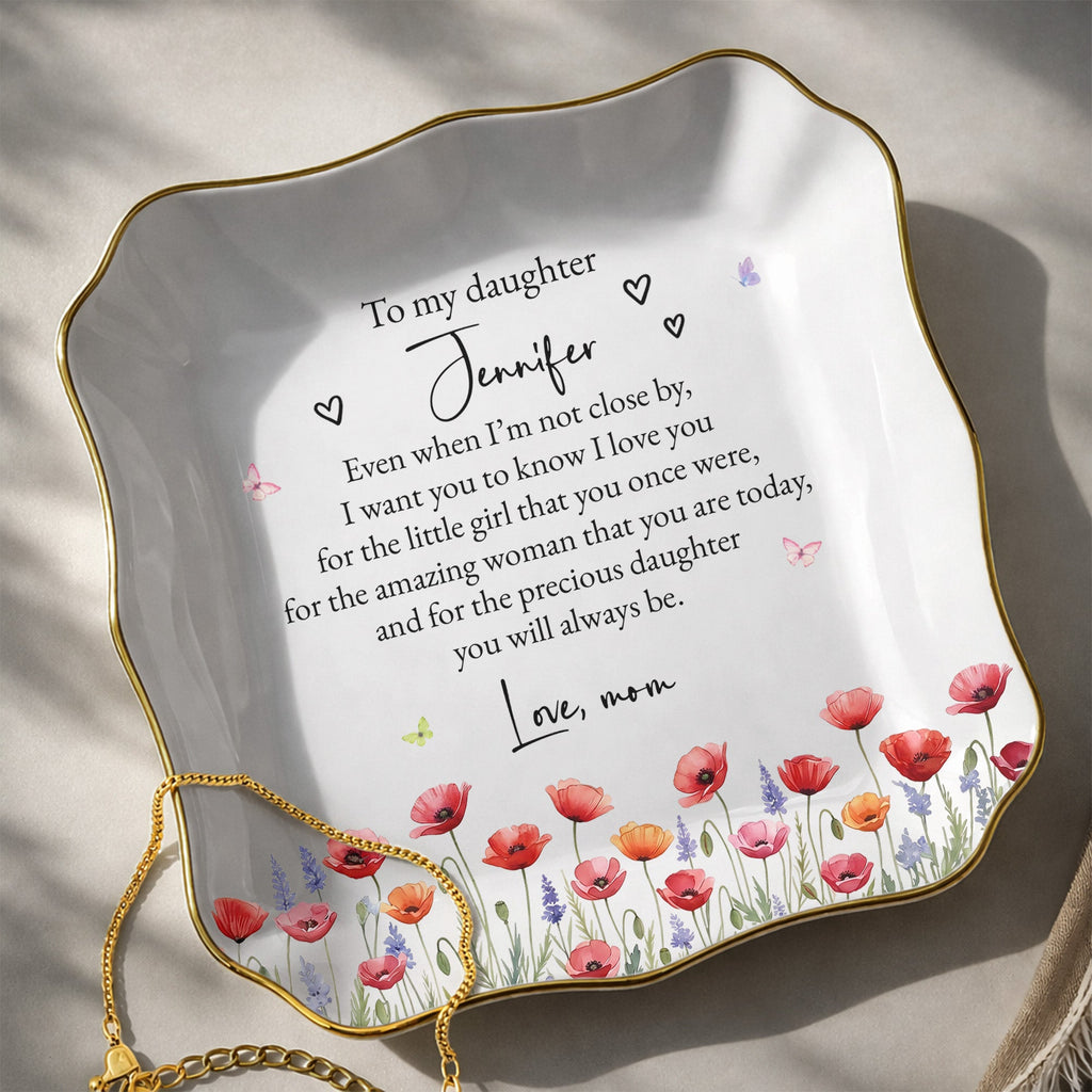 Personalized Lace Square Jewelry Dish Custom Name Gift for Daughter Lace Square Jewelry Dish GradoCreations
