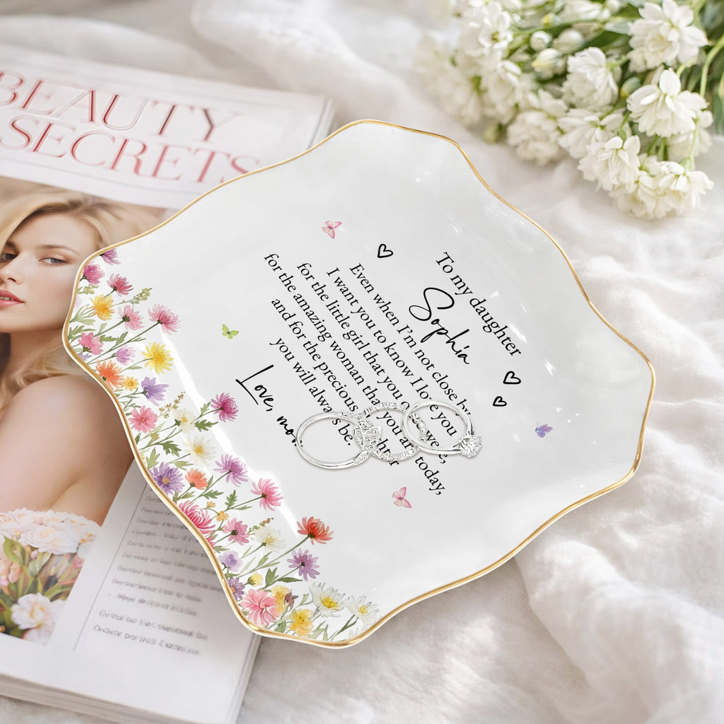 Personalized Lace Square Jewelry Dish Custom Name Gift for Daughter Lace Square Jewelry Dish GradoCreations