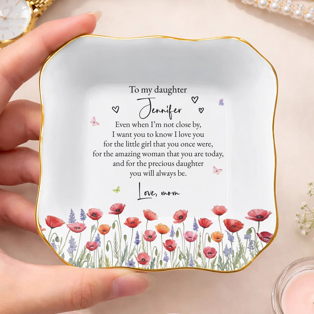 Personalized Lace Square Jewelry Dish Custom Name Gift for Daughter Lace Square Jewelry Dish GradoCreations