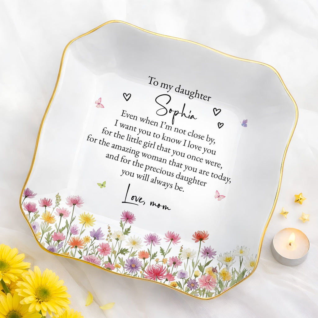 Personalized Lace Square Jewelry Dish Custom Name Gift for Daughter Lace Square Jewelry Dish GradoCreations