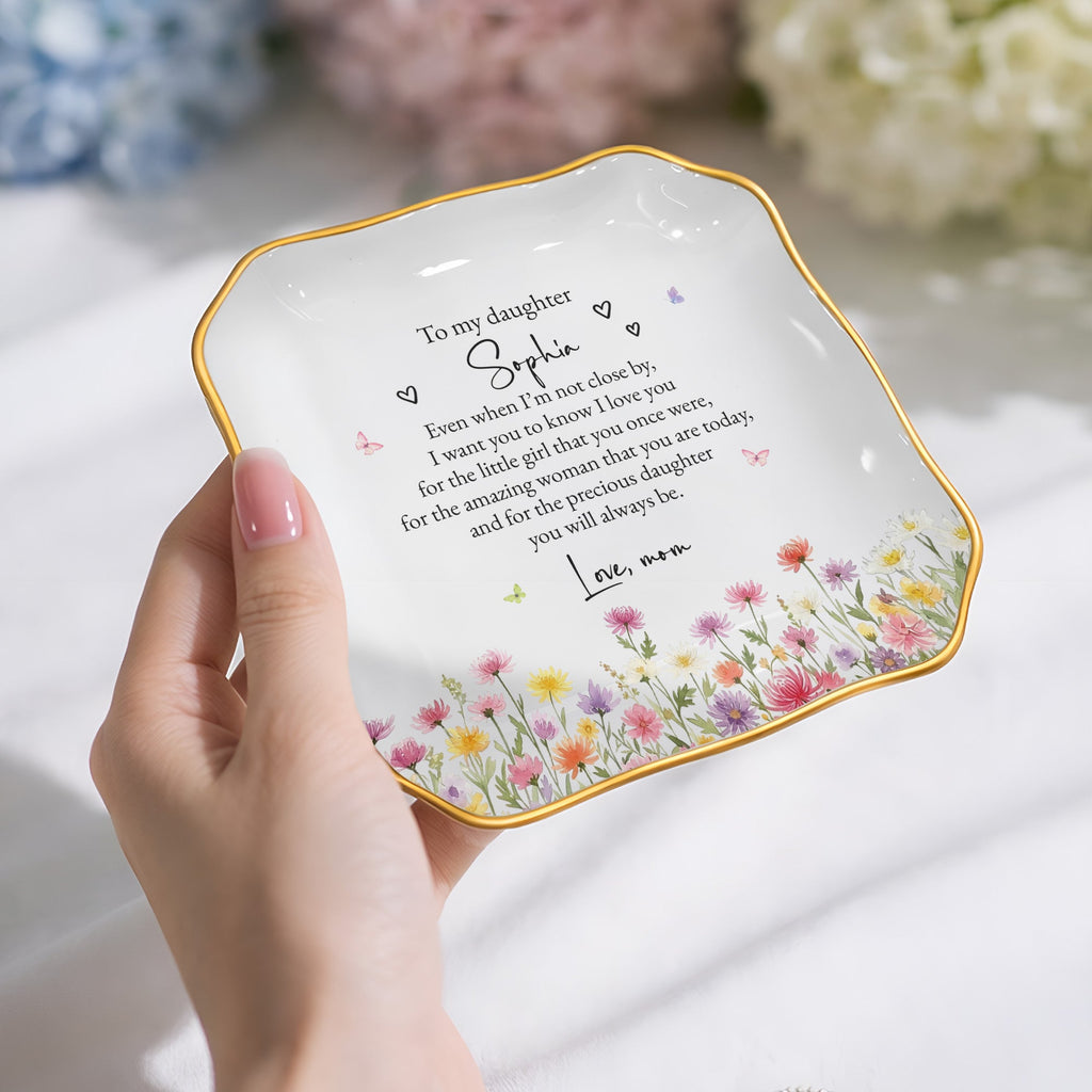Personalized Lace Square Jewelry Dish Custom Name Gift for Daughter Lace Square Jewelry Dish GradoCreations