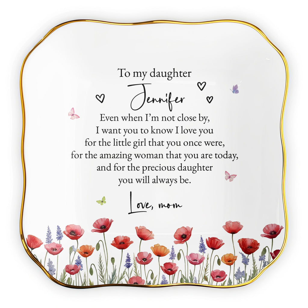 Personalized Lace Square Jewelry Dish Custom Name Gift for Daughter Lace Square Jewelry Dish GradoCreations