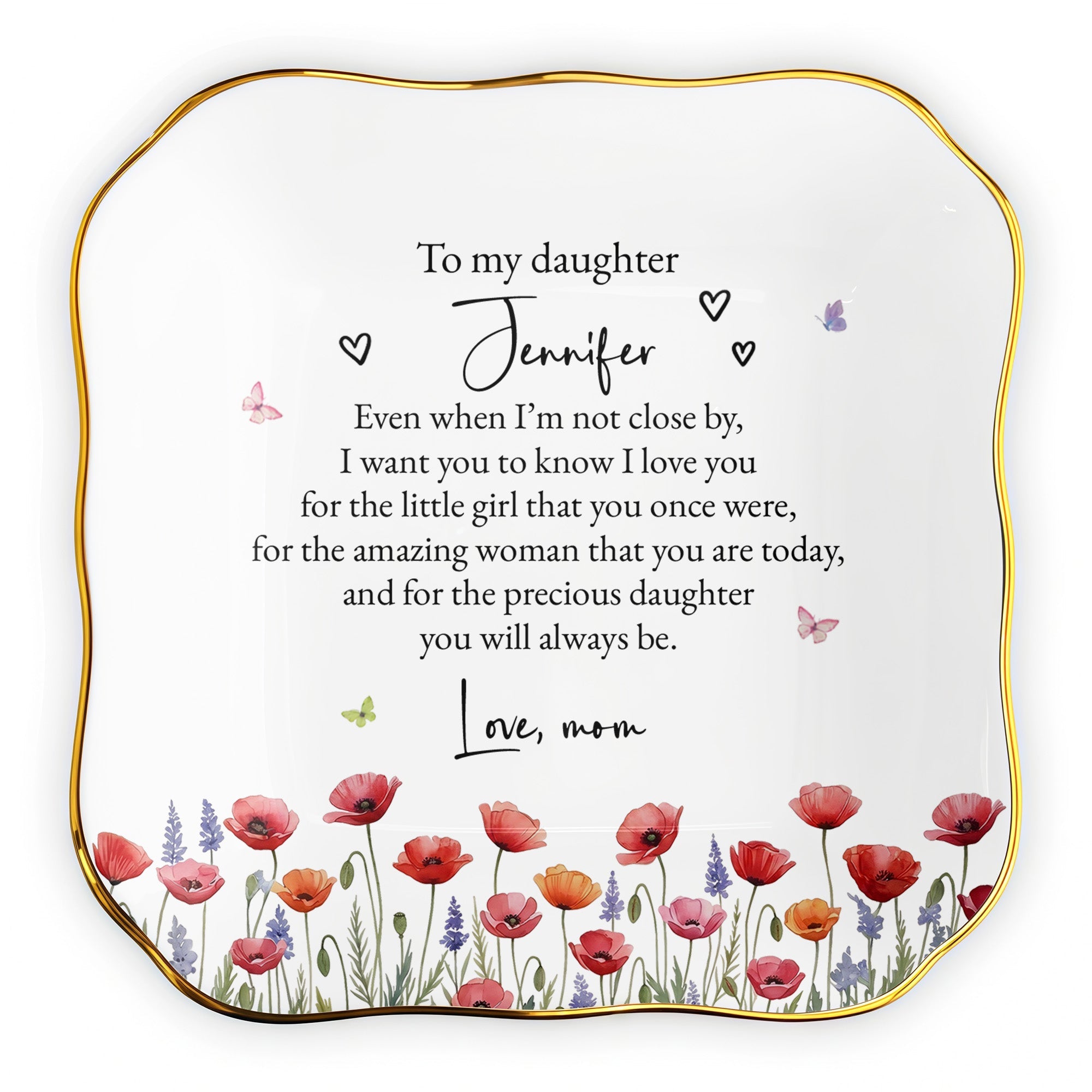 Personalized Lace Square Jewelry Dish Custom Name Gift for Daughter Lace Square Jewelry Dish GradoCreations