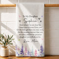 Personalized Kitchen Towel for Daughter with Flowers & Butterflies Gift Kitchen Towel GradoCreations