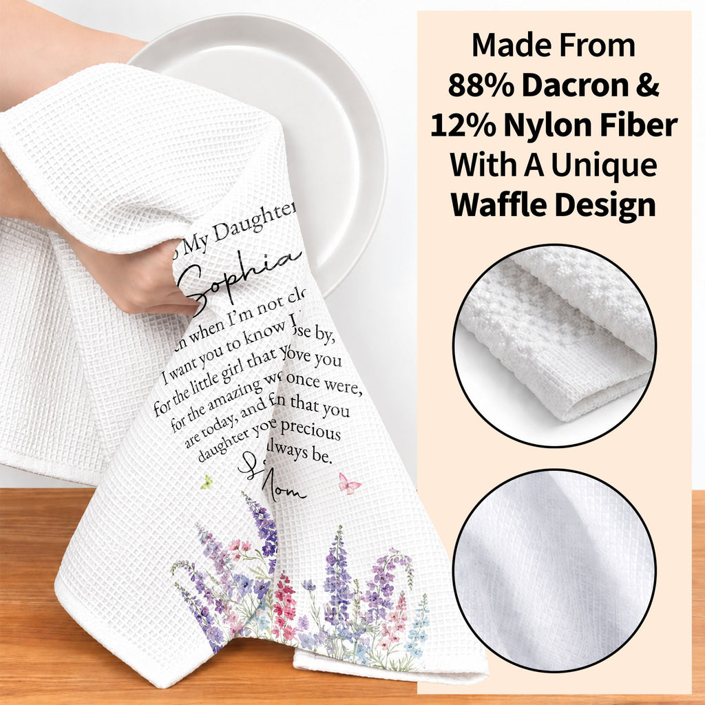 Personalized Kitchen Towel for Daughter with Flowers & Butterflies Gift Kitchen Towel GradoCreations