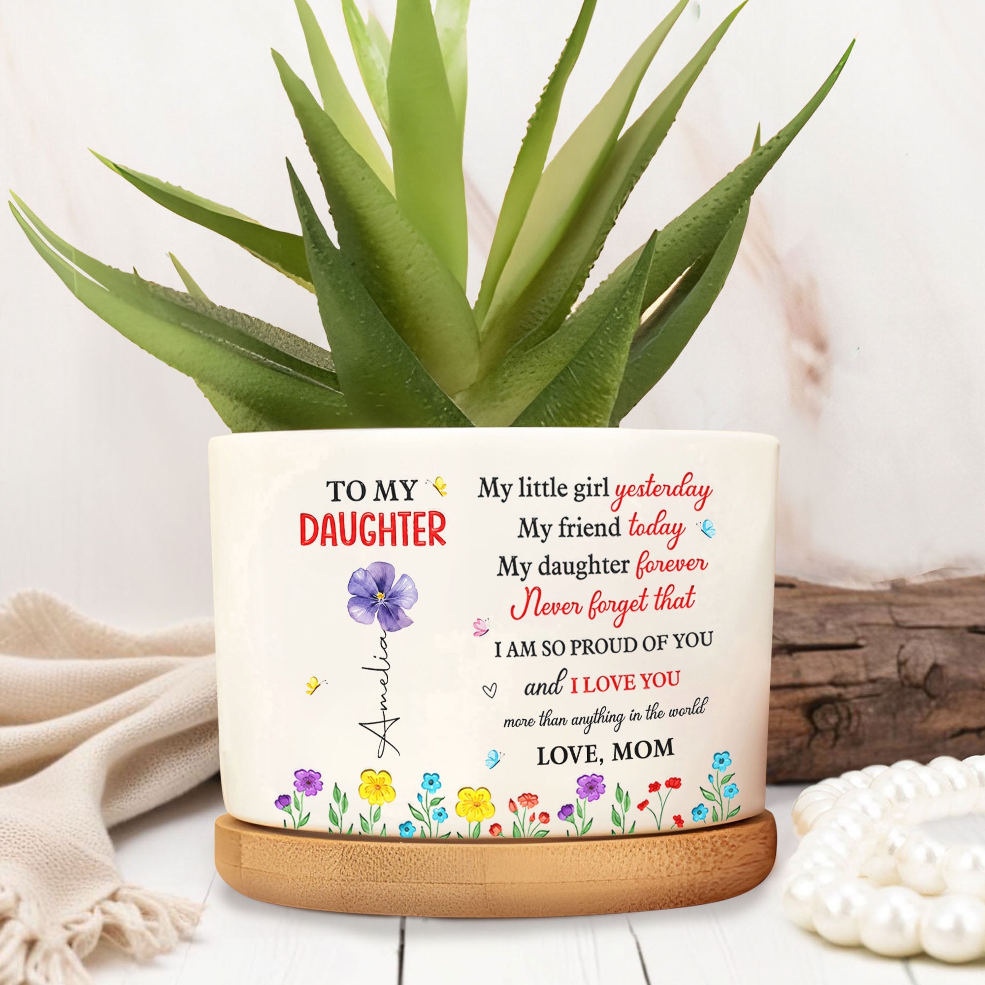 Personalized Ceramic Plant Pot Custom Name Gift for Daughter Ceramic Plant Pot GradoCreations