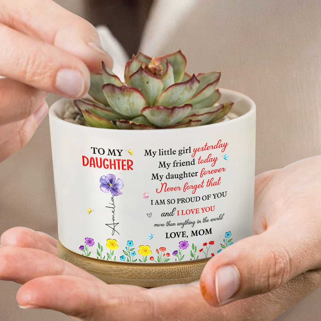 Personalized Ceramic Plant Pot Custom Name Gift for Daughter Ceramic Plant Pot GradoCreations