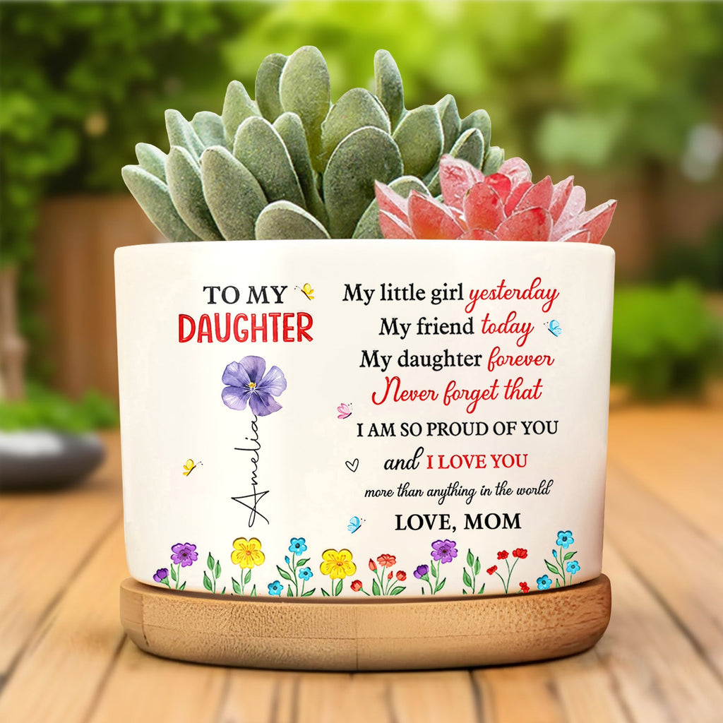 Personalized Ceramic Plant Pot Custom Name Gift for Daughter Ceramic Plant Pot GradoCreations