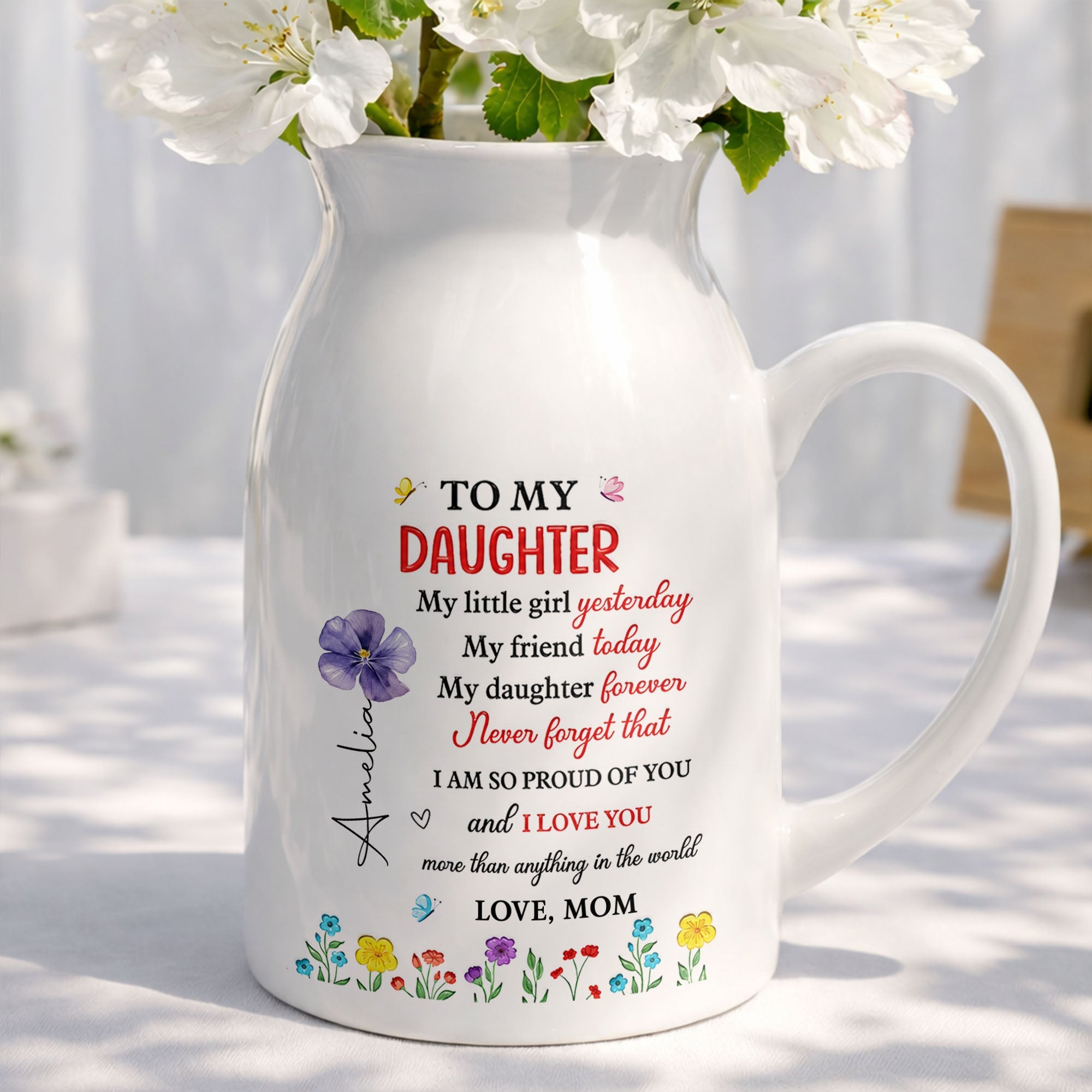 Personalized Ceramic Flower Vase Custom Name Gift for Daughter Flower Vase GradoCreations