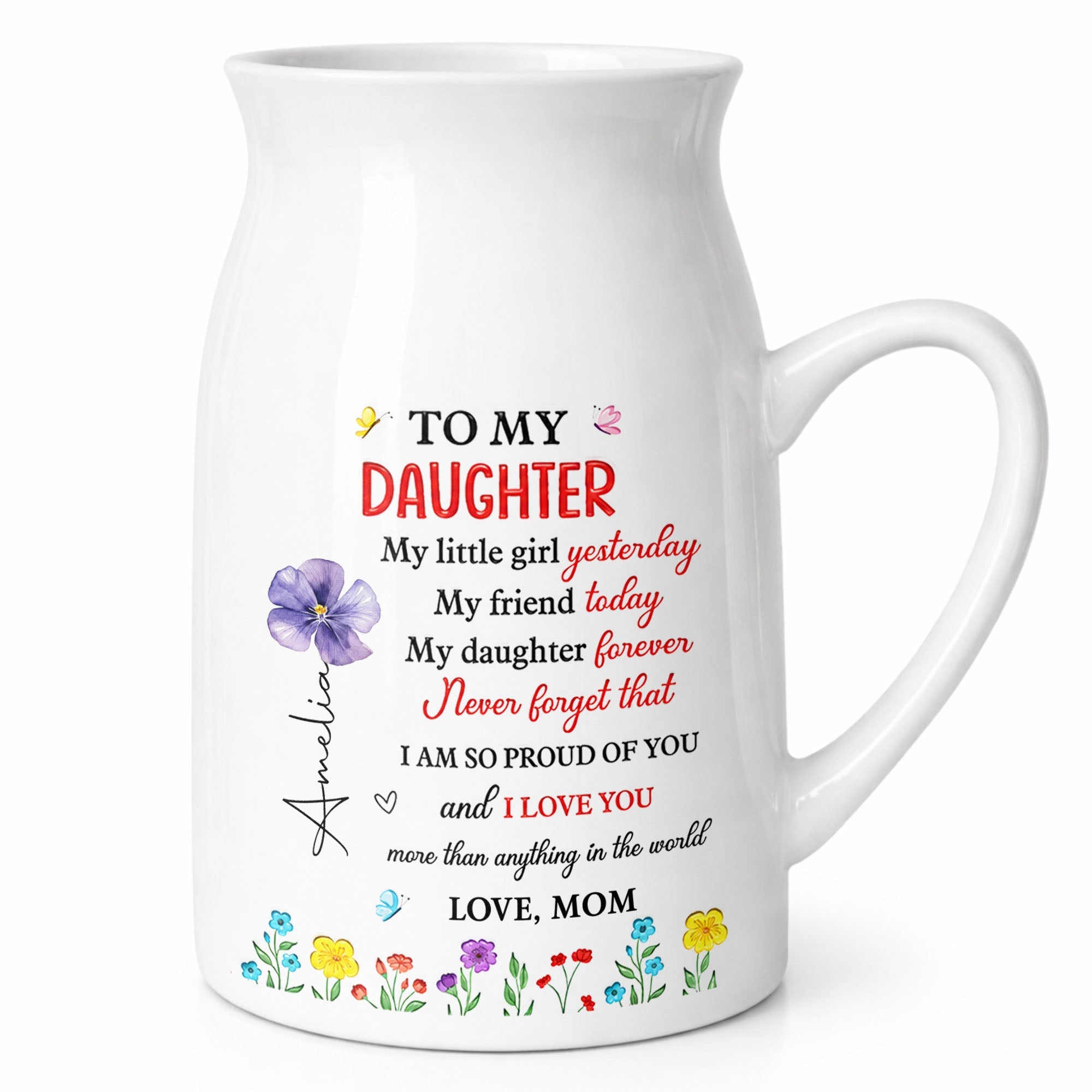 Personalized Ceramic Flower Vase Custom Name Gift for Daughter Flower Vase GradoCreations