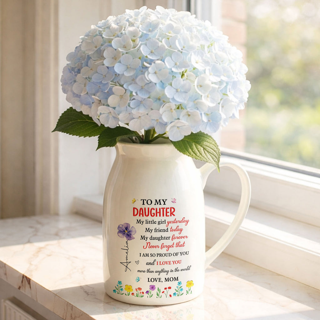 Personalized Ceramic Flower Vase Custom Name Gift for Daughter Flower Vase GradoCreations