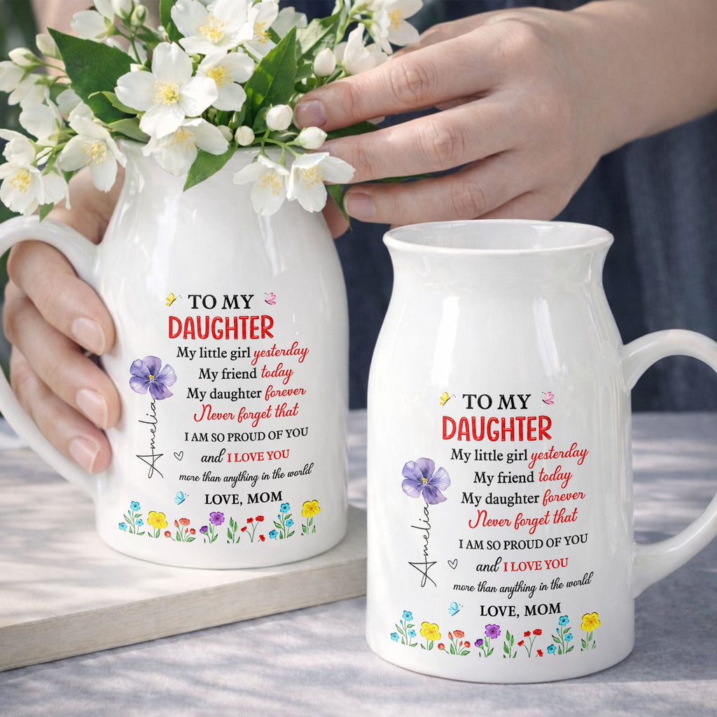 Personalized Ceramic Flower Vase Custom Name Gift for Daughter Flower Vase GradoCreations