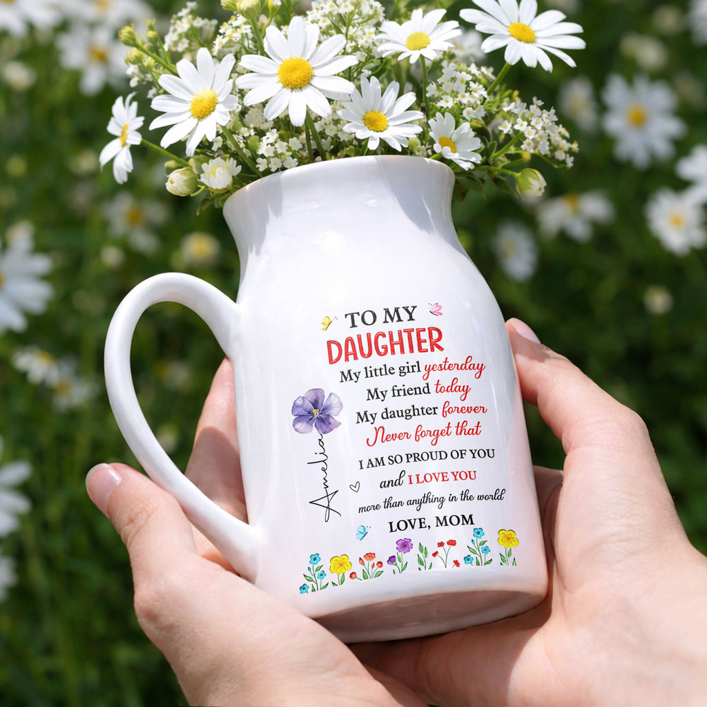 Personalized Ceramic Flower Vase Custom Name Gift for Daughter Flower Vase GradoCreations