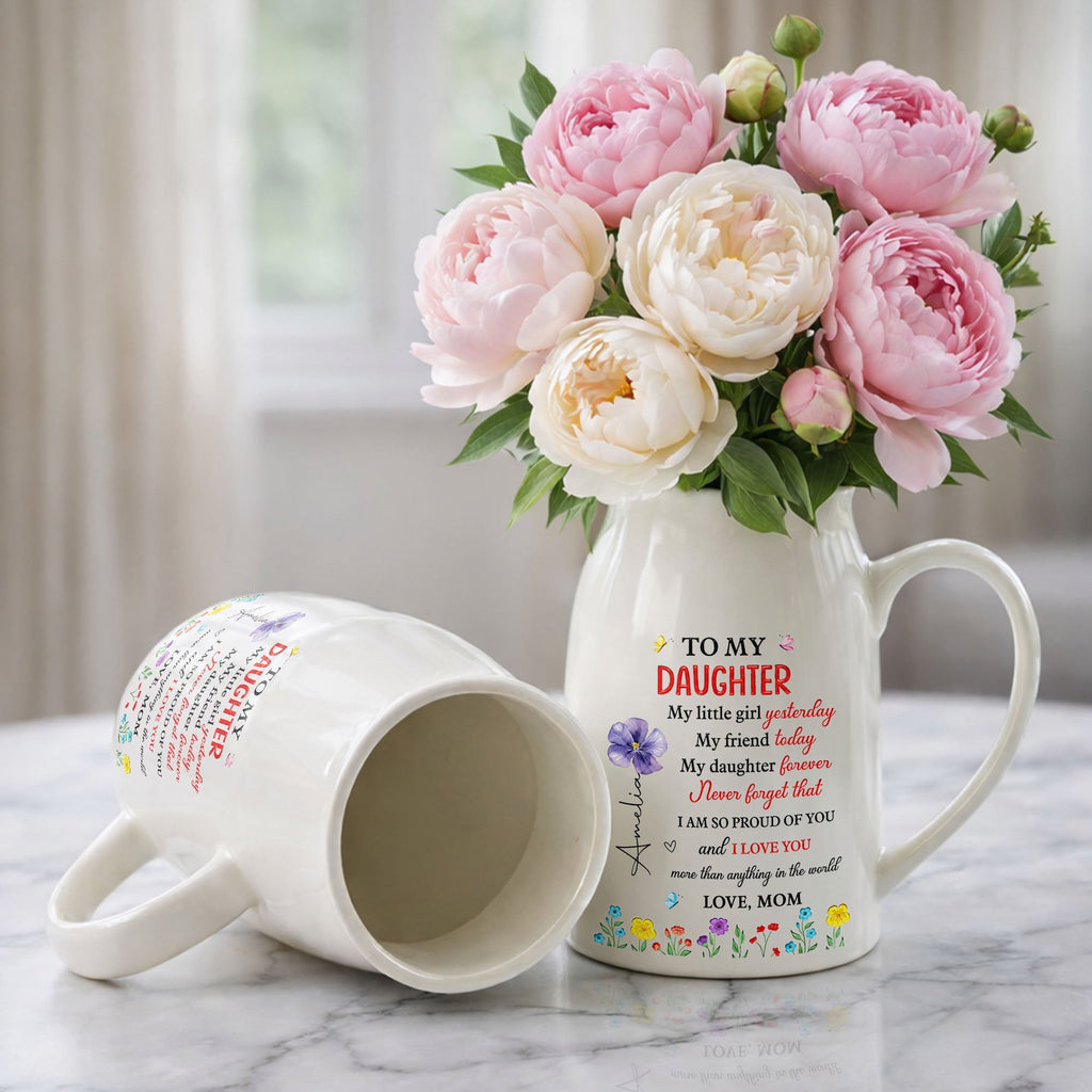 Personalized Ceramic Flower Vase Custom Name Gift for Daughter Flower Vase GradoCreations