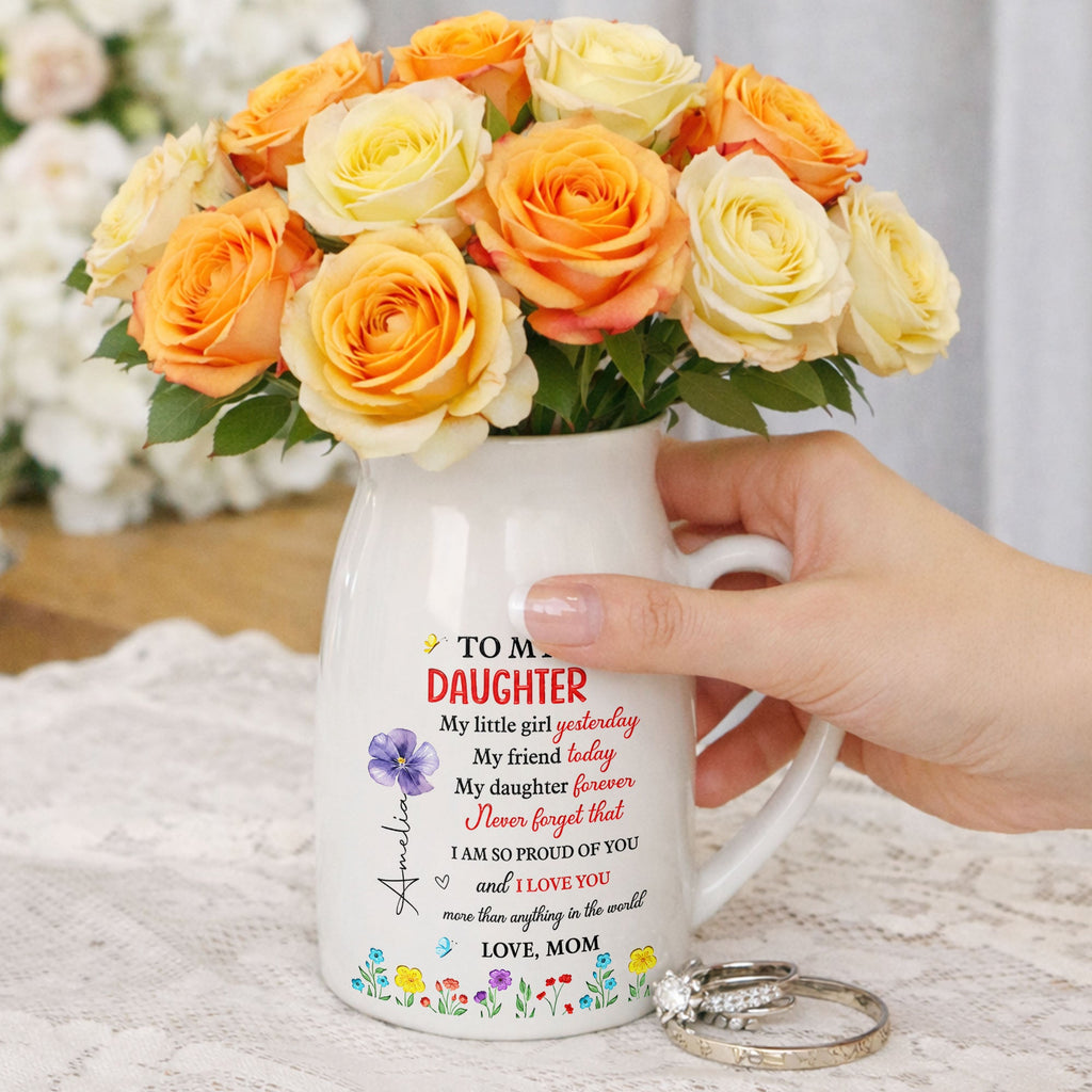 Personalized Ceramic Flower Vase Custom Name Gift for Daughter Flower Vase GradoCreations
