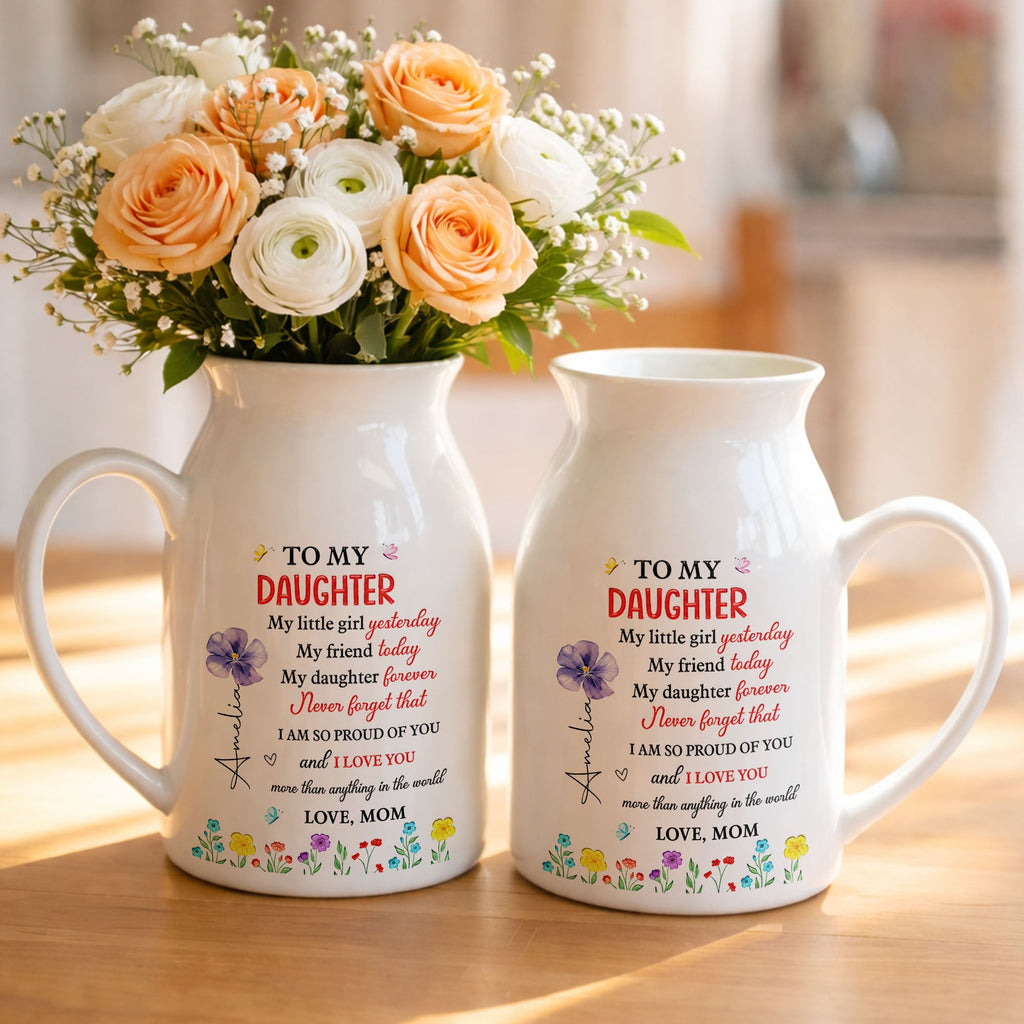 Personalized Ceramic Flower Vase Custom Name Gift for Daughter Flower Vase GradoCreations