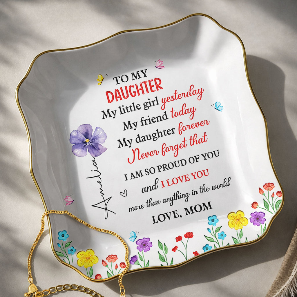 Personalized Lace Jewelry Dish Custom Name Gift for Daughter Lace Square Jewelry Dish GradoCreations