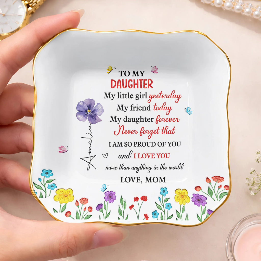 Personalized Lace Jewelry Dish Custom Name Gift for Daughter Lace Square Jewelry Dish GradoCreations