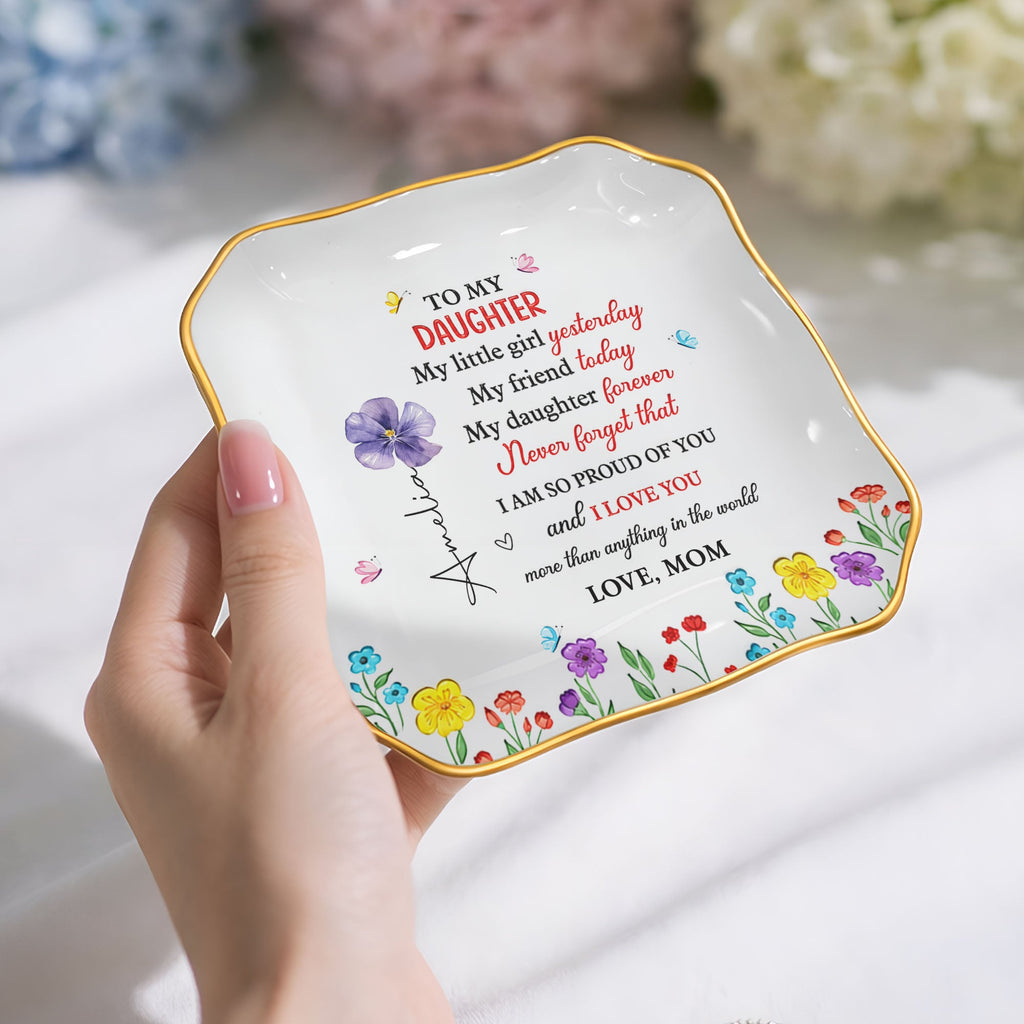 Personalized Lace Jewelry Dish Custom Name Gift for Daughter Lace Square Jewelry Dish GradoCreations