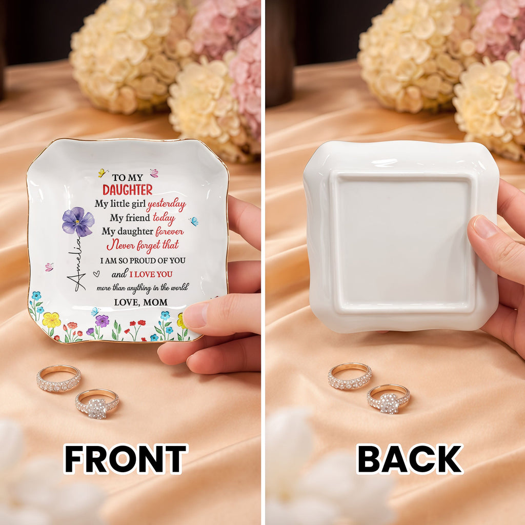 Personalized Lace Jewelry Dish Custom Name Gift for Daughter Lace Square Jewelry Dish GradoCreations