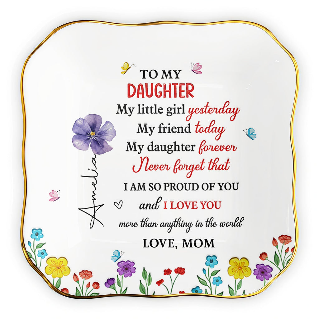 Personalized Lace Jewelry Dish Custom Name Gift for Daughter Lace Square Jewelry Dish GradoCreations
