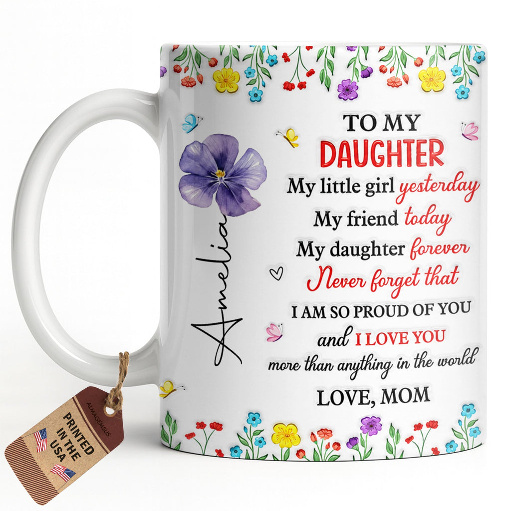 Personalized Coffee Mug Gift for Daughter with Flowers & Butterflies Edge-to-edge Mug GradoCreations