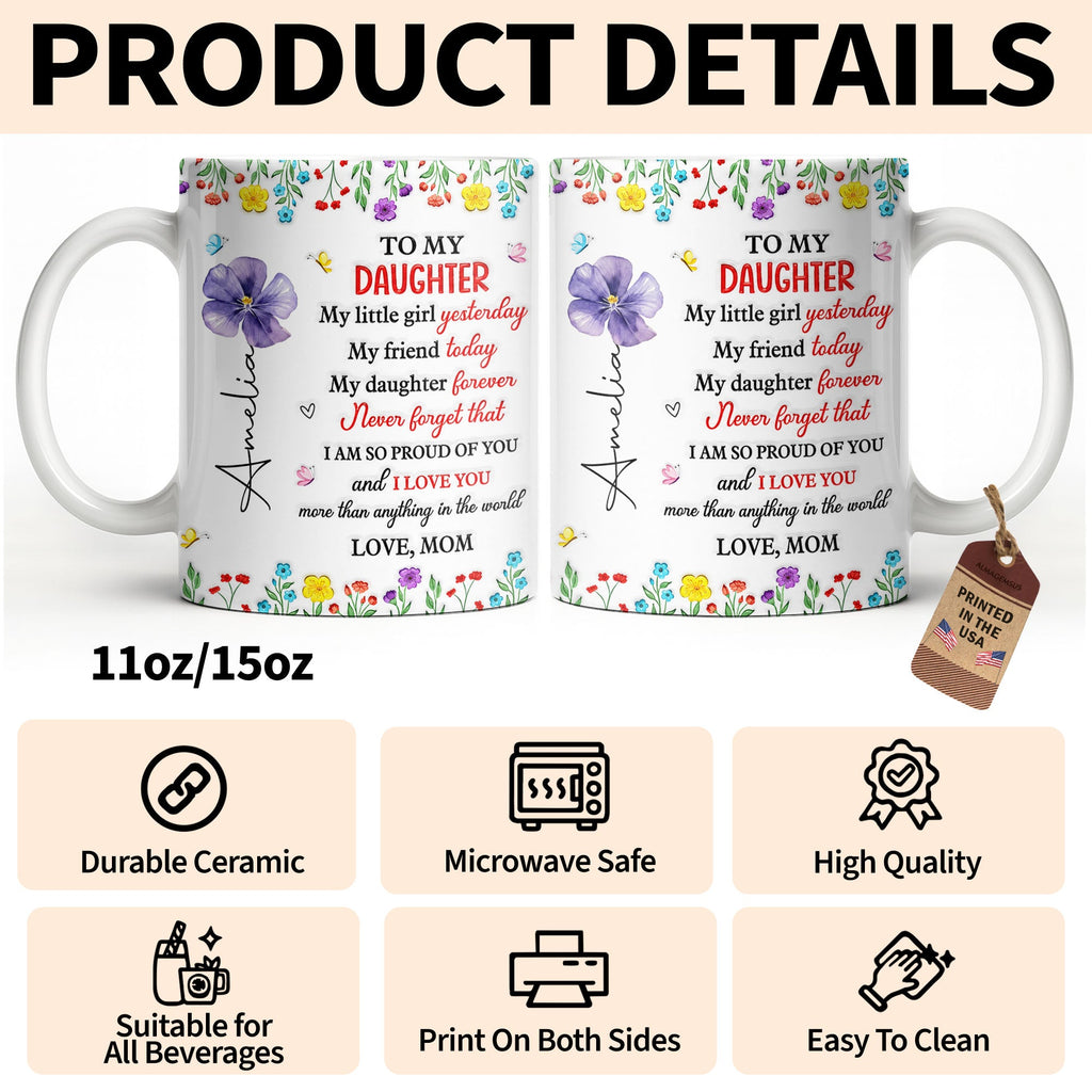 Personalized Coffee Mug Gift for Daughter with Flowers & Butterflies Edge-to-edge Mug GradoCreations
