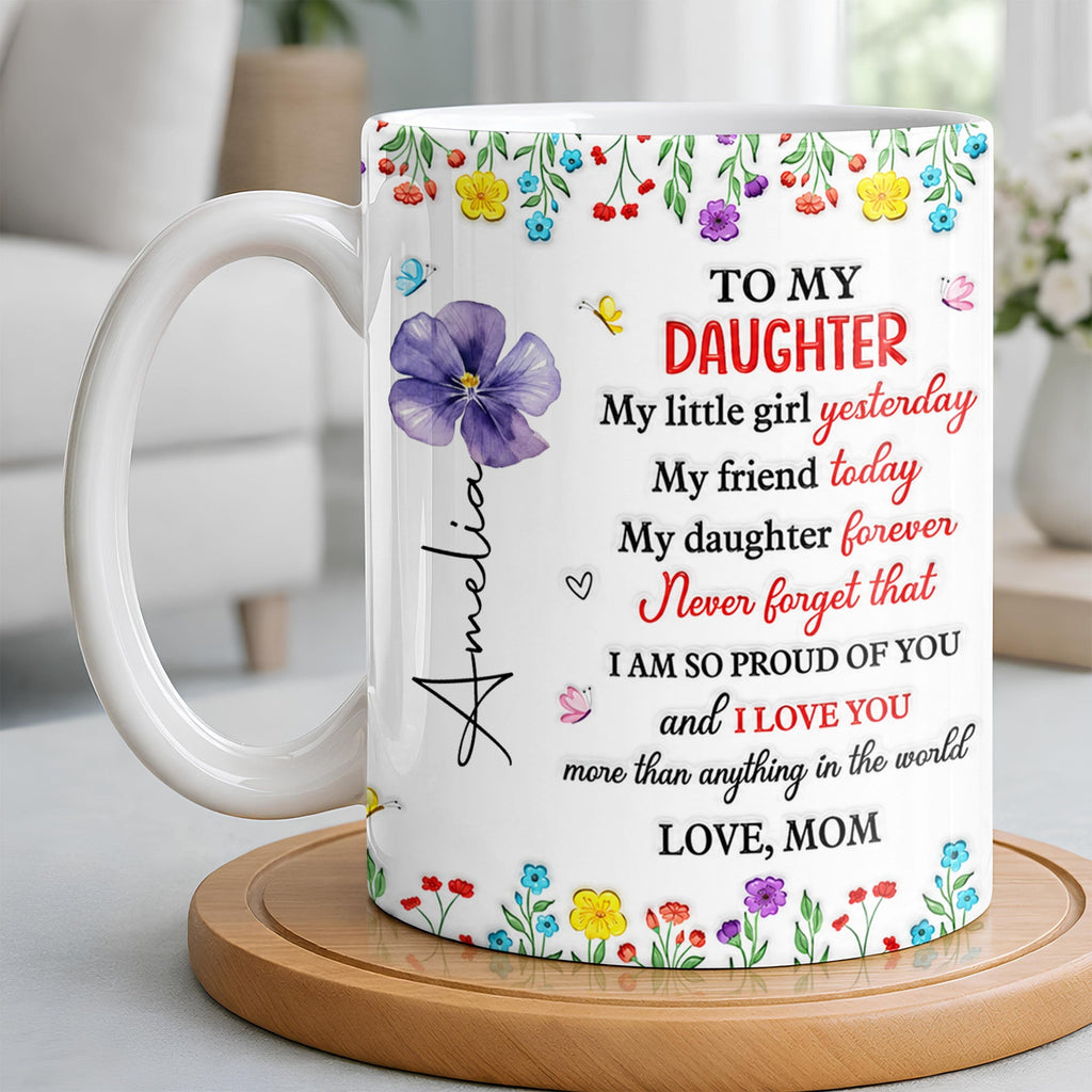 Personalized Coffee Mug Gift for Daughter with Flowers & Butterflies Edge-to-edge Mug GradoCreations