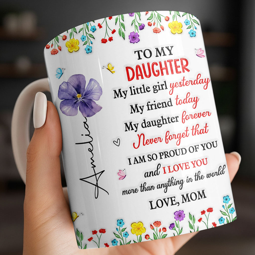 Personalized Coffee Mug Gift for Daughter with Flowers & Butterflies Edge-to-edge Mug GradoCreations
