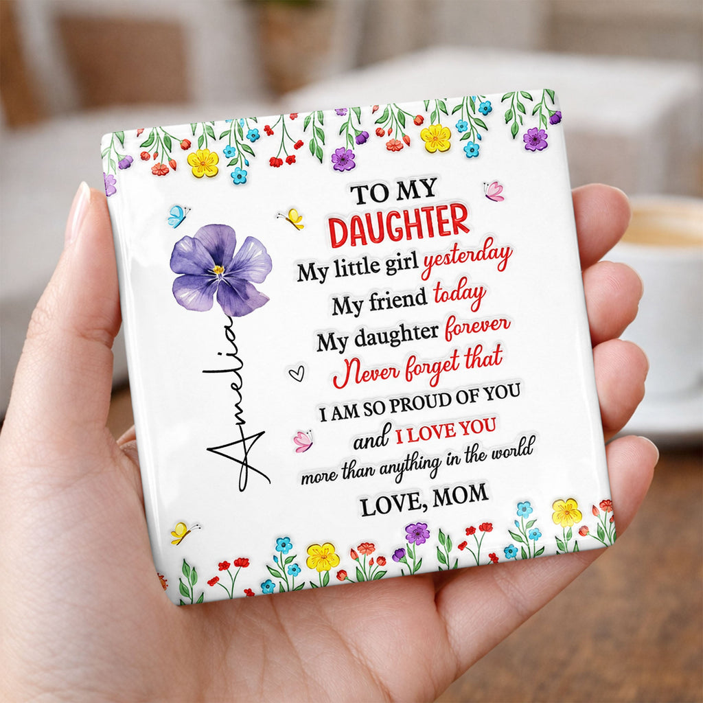 Personalized Ceramic Coaster for Daughter Custom Gift Idea