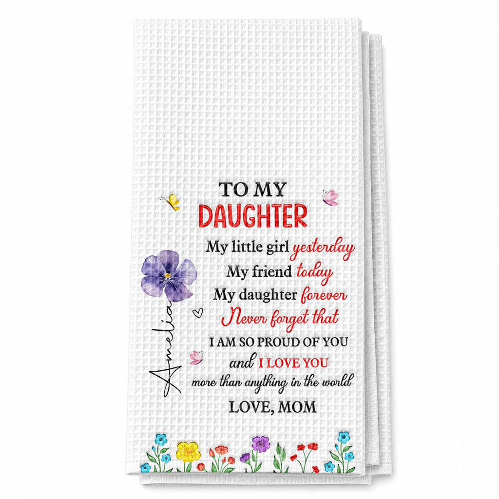 Personalized Kitchen Towel for Daughter Custom Message Gift